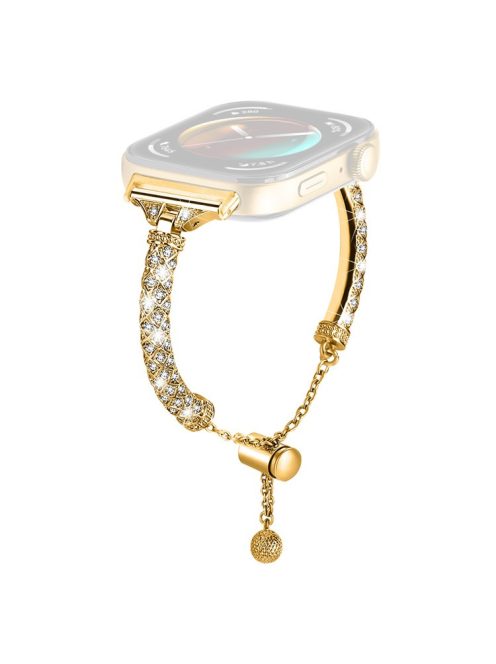 For Huawei Watch Fit 3 Metal Band Rhinestones Decorated Bracelet Strap - Gold