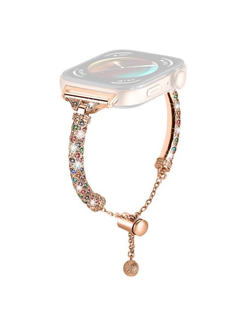 For Huawei Watch Fit 3 Metal Band Rhinestones Decorated Bracelet Strap - Rose Gold / Colorful Decor