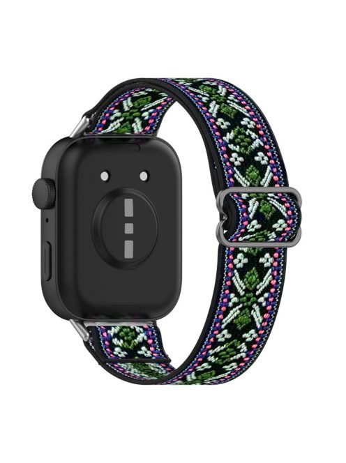 For Huawei Watch Fit 3 Nylon Strap Stretchy Solo Loop Sport Watch Bands - Ethnic Green Purple