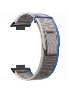   For Huawei Watch Fit 3 Nylon Watch Band Adjustable Loop Fastener Strap - Blue+Grey