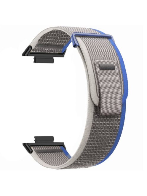 For Huawei Watch Fit 3 Nylon Watch Band Adjustable Loop Fastener Strap - Blue+Grey