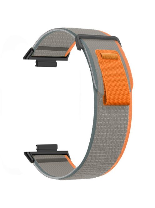 For Huawei Watch Fit 3 Nylon Watch Band Adjustable Loop Fastener Strap - Orange+Grey