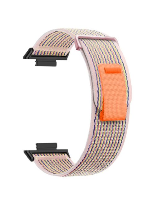 For Huawei Watch Fit 3 Nylon Watch Band Adjustable Loop Fastener Strap - Pink