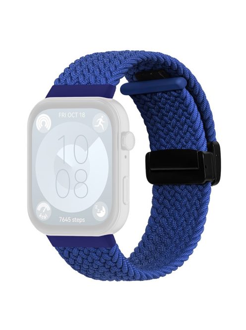 For Huawei Watch Fit 3 Replacement Braided Band Magnetic Buckle Watch Strap - Blue