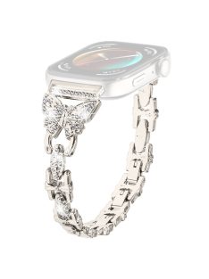   For Huawei Watch Fit 3 Rhinestone Decor Butterfly Design Watch Band Stainless Steel Wrist Strap - Starlight