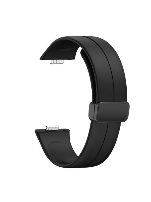 For Huawei Watch Fit 3 Silicone Strap Magnetic Folding Buckle Watch Band - Black