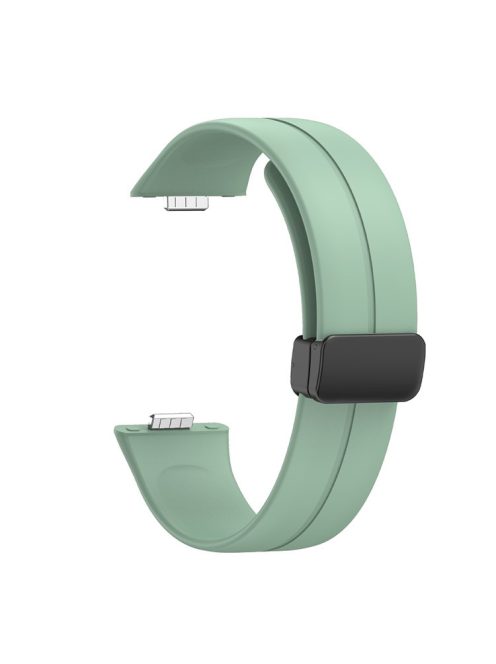 For Huawei Watch Fit 3 Silicone Strap Magnetic Folding Buckle Watch Band - Grey Green