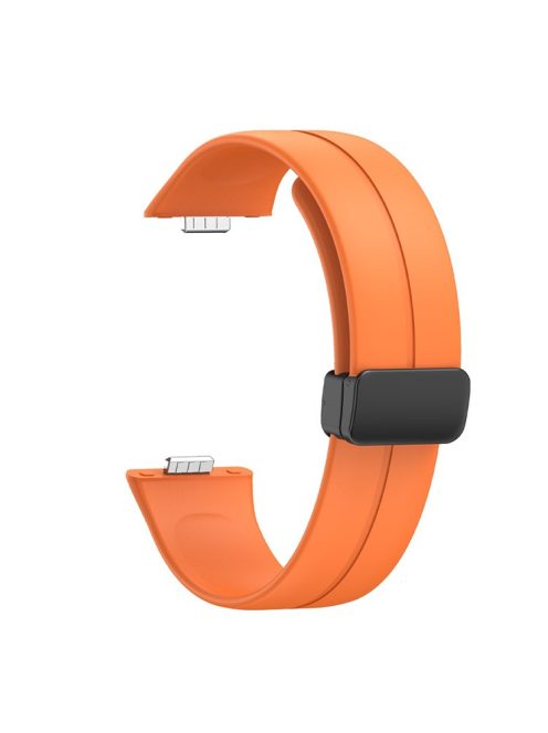 For Huawei Watch Fit 3 Silicone Strap Magnetic Folding Buckle Watch Band - Orange