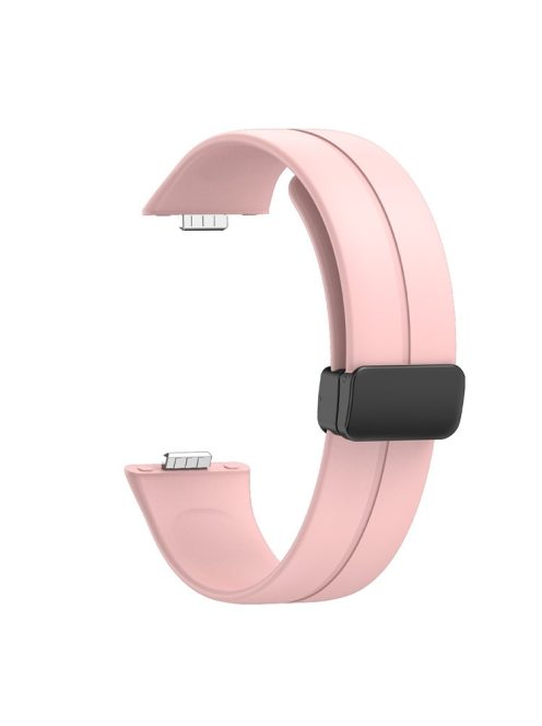 For Huawei Watch Fit 3 Silicone Strap Magnetic Folding Buckle Watch Band - Pink