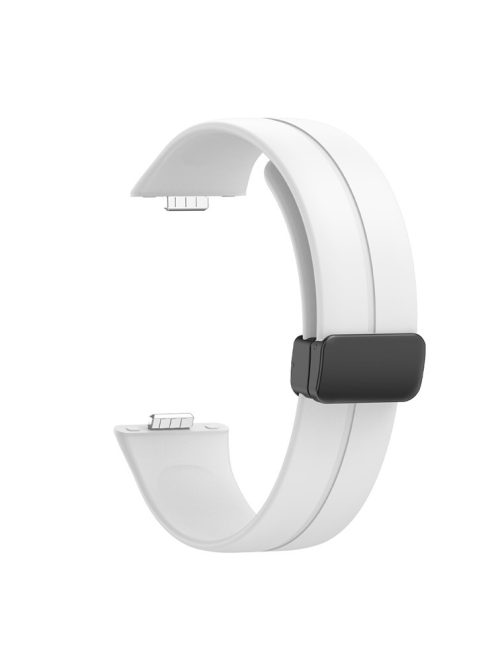 For Huawei Watch Fit 3 Silicone Strap Magnetic Folding Buckle Watch Band - White