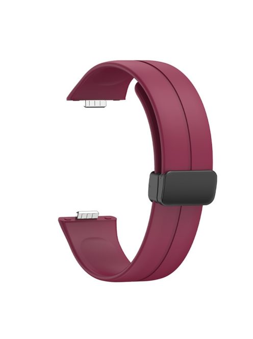 For Huawei Watch Fit 3 Silicone Strap Magnetic Folding Buckle Watch Band - Wine Red