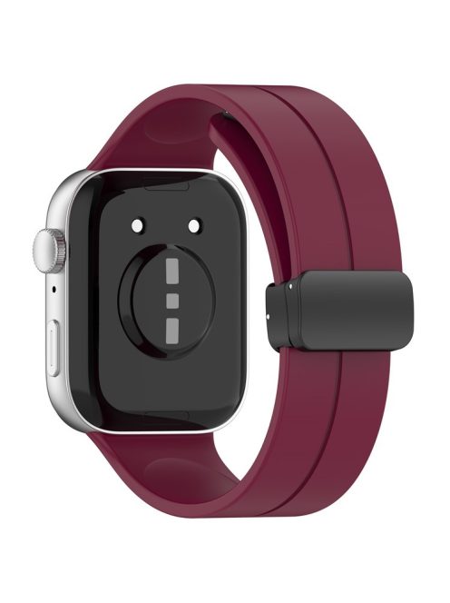 For Huawei Watch Fit 3 Silicone Watch Band Strap with Magnetic Folding Buckle - Wine Red