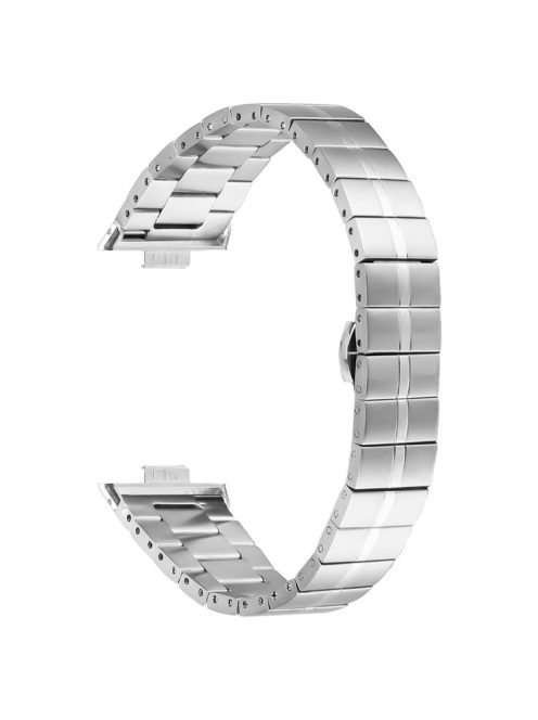 For Huawei Watch Fit 3 Stainless Steel Watch Strap One-Bead Mesh Metal Band - Silver