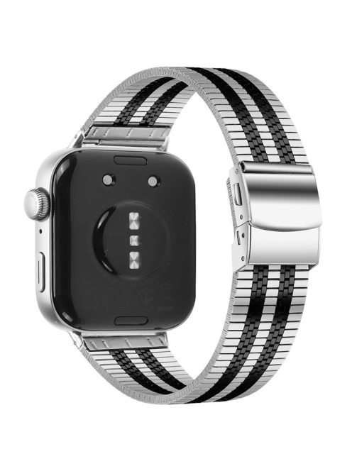 For Huawei Watch Fit 3 Watch Band 316L Stainless Steel Five-Bead Wrist Strap - Silver Black