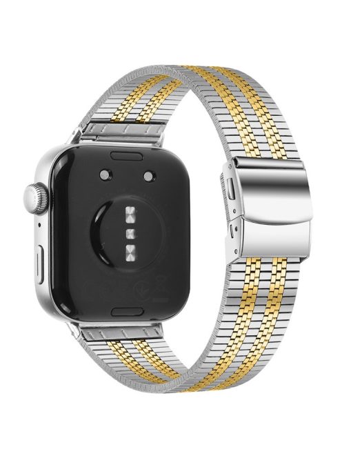 For Huawei Watch Fit 3 Watch Band 316L Stainless Steel Five-Bead Wrist Strap - Silver Gold