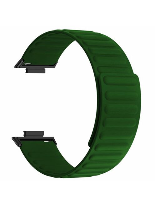 For Huawei Watch Fit 3 Watch Band Adjustable Magnetic Silicone Wrist Strap - Army Green