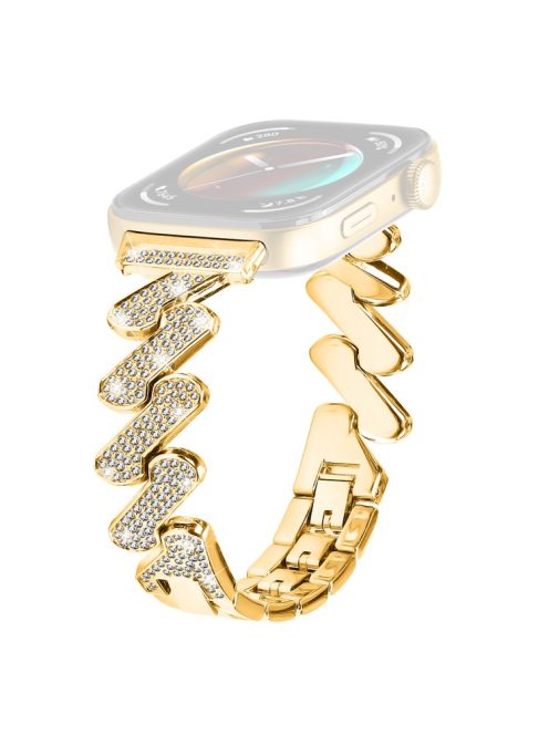 For Huawei Watch Fit 3 Watch Band Rhinestone Decor 7-Shape Metal Wrist Strap - Gold