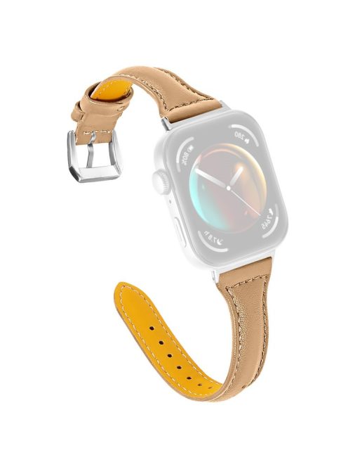 For Huawei Watch Fit 3 Watch Strap Genuine Cow Leather Band Stitching Lines - Coffee