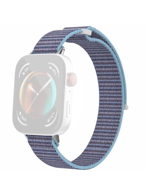 For Huawei Watch Fit 3 Watch Strap Magic Tape Nylon Wrist Band - Azure