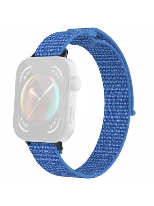 For Huawei Watch Fit 3 Watch Strap Magic Tape Nylon Wrist Band - Cape Blue