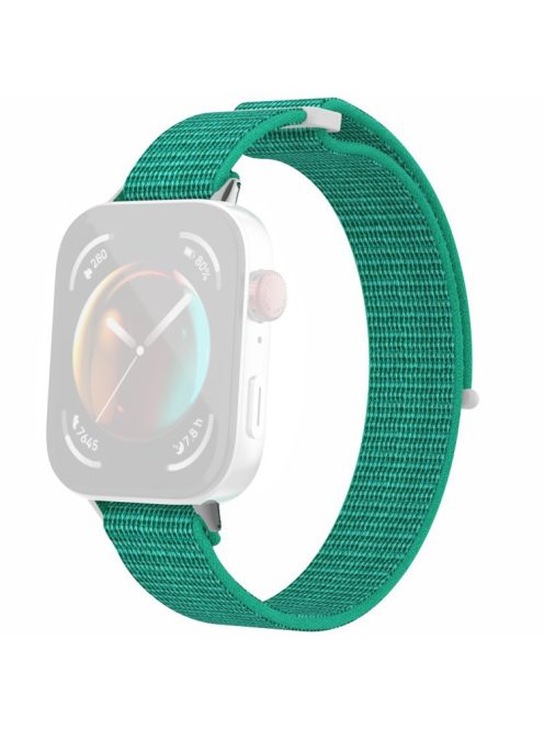 For Huawei Watch Fit 3 Watch Strap Magic Tape Nylon Wrist Band - Green