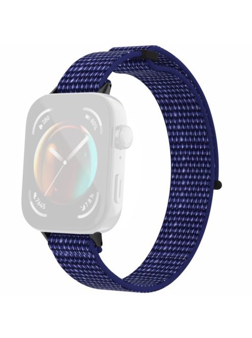 For Huawei Watch Fit 3 Watch Strap Magic Tape Nylon Wrist Band - Indigo