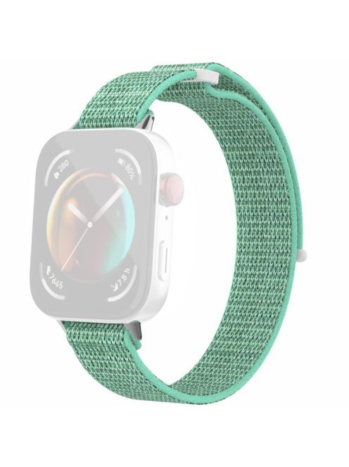 For Huawei Watch Fit 3 Watch Strap Magic Tape Nylon Wrist Band - Light Green