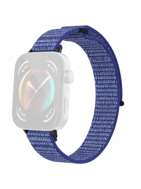 For Huawei Watch Fit 3 Watch Strap Magic Tape Nylon Wrist Band - Midnight Blue