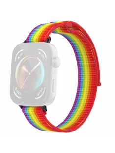   For Huawei Watch Fit 3 Watch Strap Magic Tape Nylon Wrist Band - Rainbow