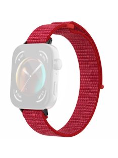   For Huawei Watch Fit 3 Watch Strap Magic Tape Nylon Wrist Band - Red