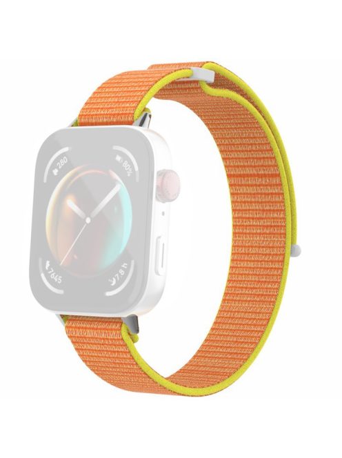 For Huawei Watch Fit 3 Watch Strap Magic Tape Nylon Wrist Band - Yellow