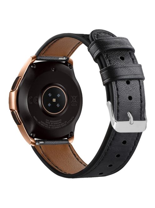 For Huawei Watch GT / Watch GT 2 46mm / 42mm / Samsung Galaxy Watch 46mm Watch Strap Top Layer Cowhide Wrist Band - Black