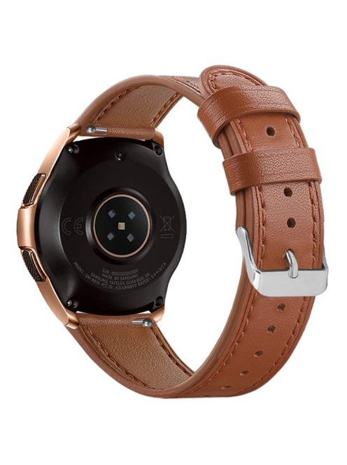 For Huawei Watch GT / Watch GT 2 46mm / 42mm / Samsung Galaxy Watch 46mm Watch Strap Top Layer Cowhide Wrist Band - Brown