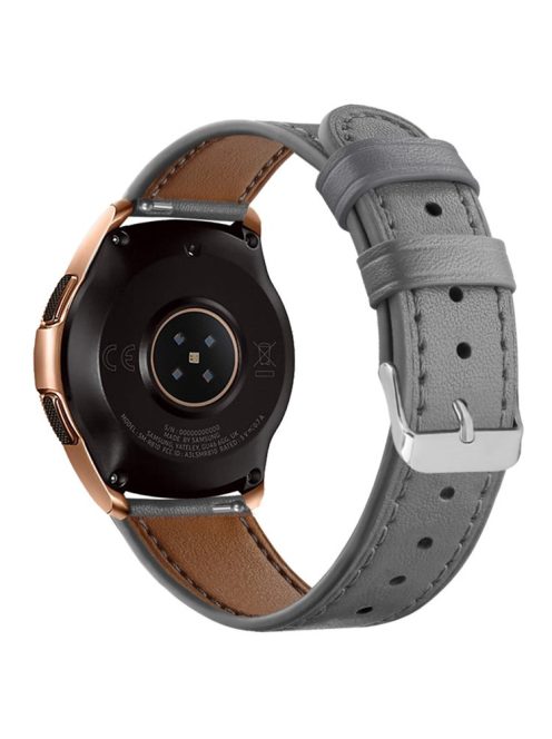 For Huawei Watch GT / Watch GT 2 46mm / 42mm / Samsung Galaxy Watch 46mm Watch Strap Top Layer Cowhide Wrist Band - Grey