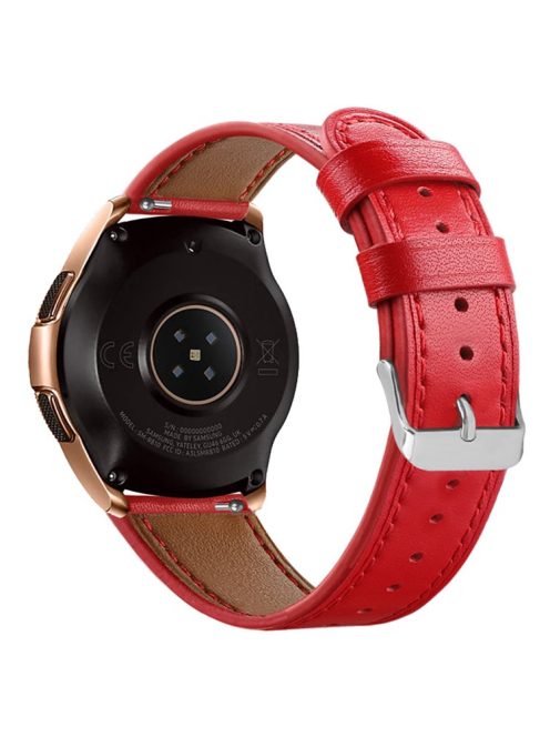 For Huawei Watch GT / Watch GT 2 46mm / 42mm / Samsung Galaxy Watch 46mm Watch Strap Top Layer Cowhide Wrist Band - Red