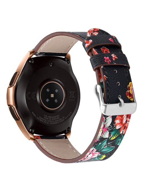 For Huawei Watch GT / Watch GT 2 46mm / 42mm / Samsung Galaxy Watch 46mm Watch Strap Top Layer Cowhide Wrist Band - Red Flower