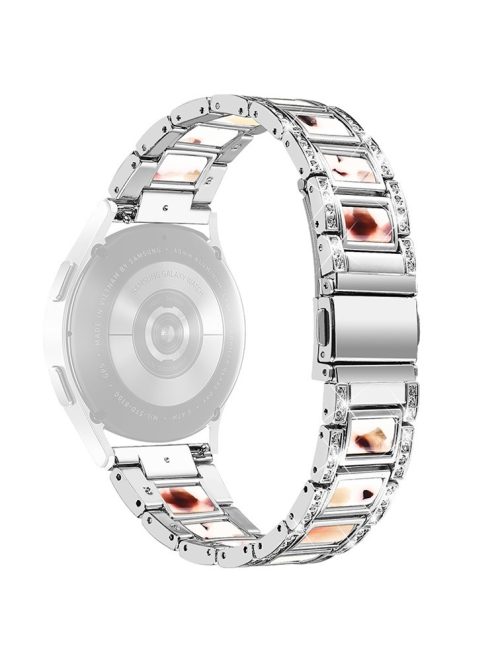 For Huawei Watch GT 2 42mm / Watch 2 / Honor Magic Watch 2 42mm Stainless Steel + Resin Watch Strap Quick Release Watch Band Rhinestone Decoration Watchband - Silver / Nougat