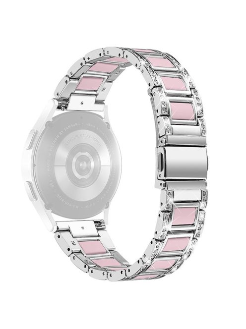 For Huawei Watch GT 2 42mm / Watch 2 / Honor Magic Watch 2 42mm Stainless Steel + Resin Watch Strap Quick Release Watch Band Rhinestone Decoration Watchband - Sliver / Pink