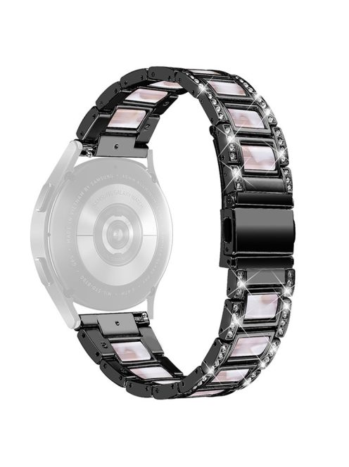 For Huawei Watch GT 2 42mm / Watch 2 / Honor MagicWatch 2 42mm Stainless Steel Watch Band Rhinestone Decor Resin Wrist Strap - Black / Pink Mix