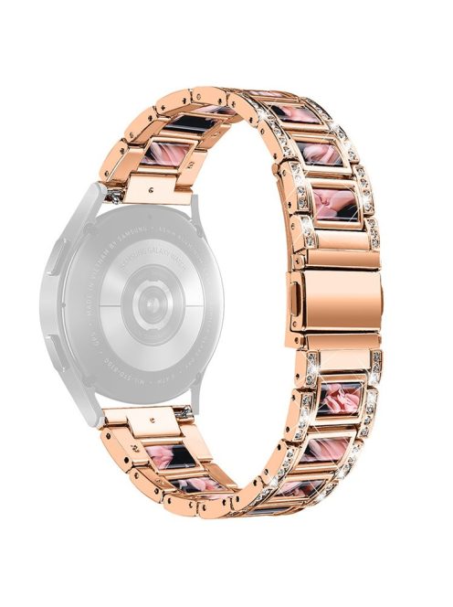 For Huawei Watch GT 2 42mm / Watch 2 / Honor MagicWatch 2 42mm Stainless Steel Watch Band Rhinestone Decor Resin Wrist Strap - Rose Gold / Black Pink Mix