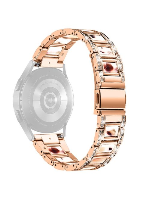 For Huawei Watch GT 2 42mm / Watch 2 / Honor MagicWatch 2 42mm Stainless Steel Watch Band Rhinestone Decor Resin Wrist Strap - Rose Gold / Nougat Pattern