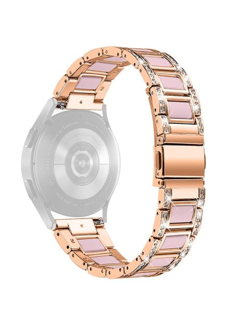 For Huawei Watch GT 2 42mm / Watch 2 / Honor MagicWatch 2 42mm Stainless Steel Watch Band Rhinestone Decor Resin Wrist Strap - Rose Gold / Pink