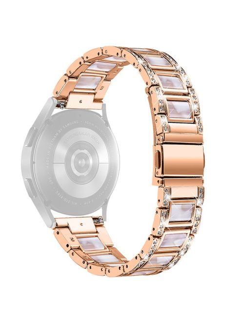 For Huawei Watch GT 2 42mm / Watch 2 / Honor MagicWatch 2 42mm Stainless Steel Watch Band Rhinestone Decor Resin Wrist Strap - Rose Gold / Pink Mix