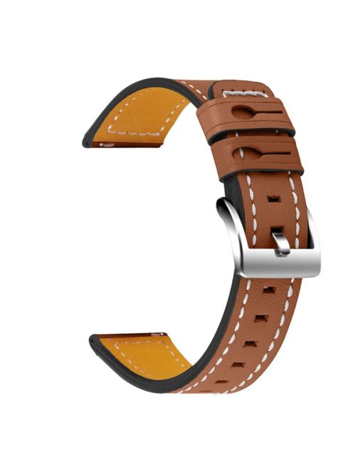 For Huawei Watch GT 2e/ Watch GT 2 46mm/ Watch GT 42mm/46mm Replacement Cowhide Genuine Leather Smart Watch Strap Adjustable Wrist Band - Brown