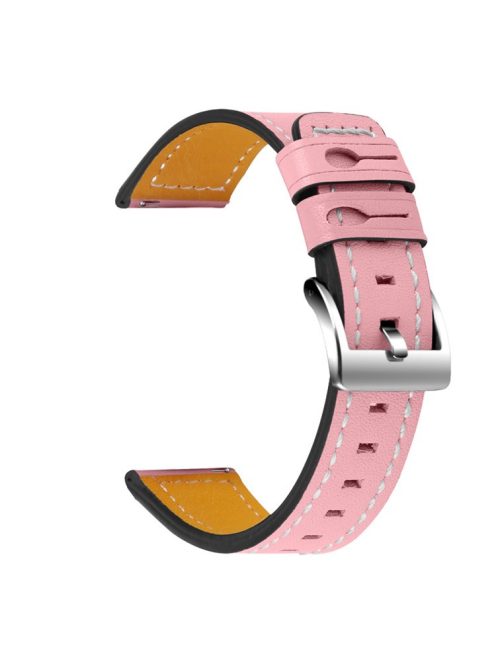 For Huawei Watch GT 2e/ Watch GT 2 46mm/ Watch GT 42mm/46mm Replacement Cowhide Genuine Leather Smart Watch Strap Adjustable Wrist Band - Pink