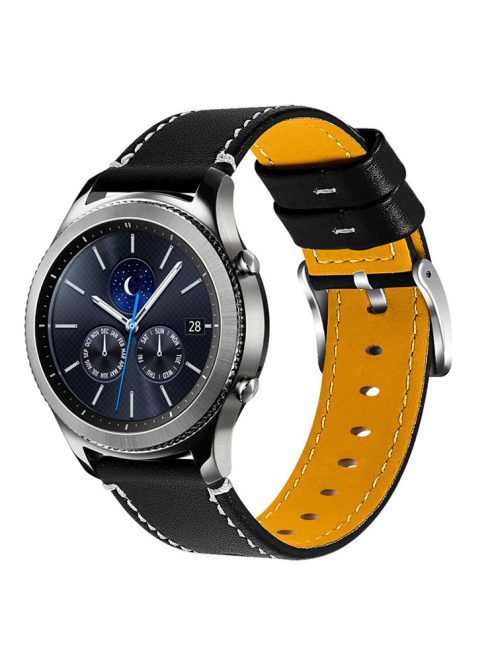 For Huawei Watch GT 2e/GT 2 46mm Stainless Steel Buckle Soft Cowhide Leather 22mm Universal Smart Watch Band Wrist Strap - Black