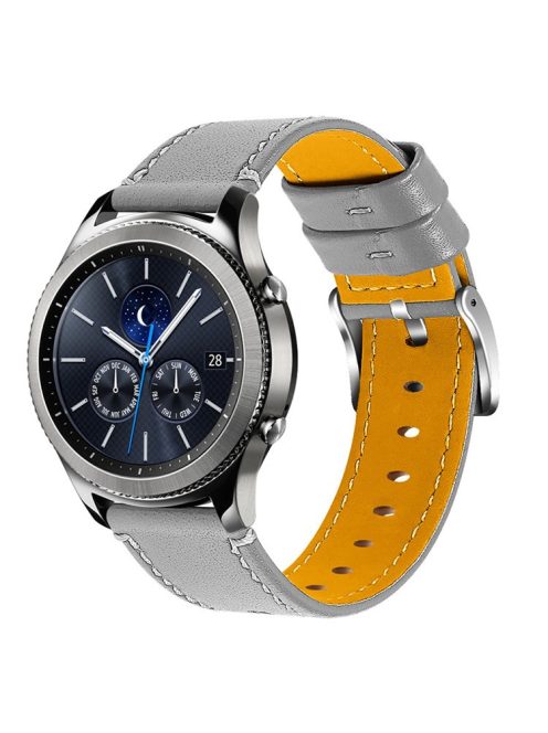 For Huawei Watch GT 2e/GT 2 46mm Stainless Steel Buckle Soft Cowhide Leather 22mm Universal Smart Watch Band Wrist Strap - Grey