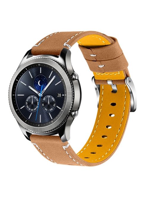 For Huawei Watch GT 2e/GT 2 46mm Stainless Steel Buckle Soft Cowhide Leather 22mm Universal Smart Watch Band Wrist Strap - Matte Coffee