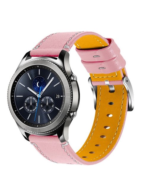 For Huawei Watch GT 2e/GT 2 46mm Stainless Steel Buckle Soft Cowhide Leather 22mm Universal Smart Watch Band Wrist Strap - Pink