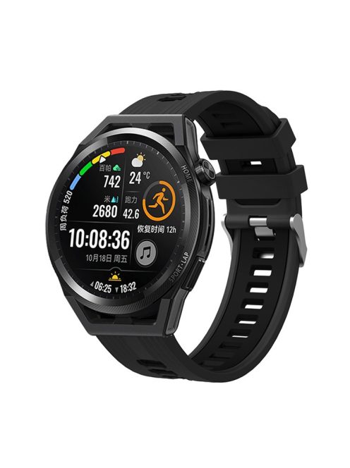 For Huawei Watch GT 3 (46mm) Dual Color 22mm Silicone Watch Strap Replacement Wrist Band - Black